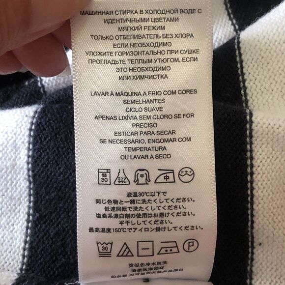 MICHAEL Michael Kors Women Sweater Orange Navy White Stripe Gold Grommets Large - Picture 16 of 16